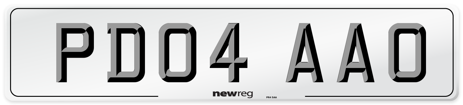 PD04 AAO Number Plate from New Reg